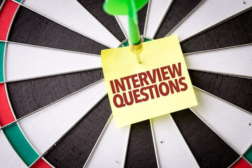 dart board with interview questions title in the centre 
